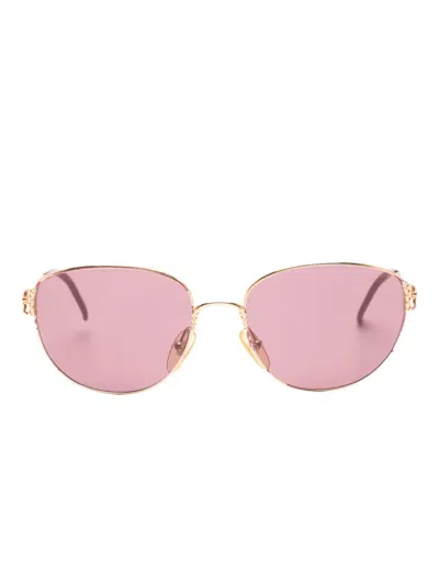Pre-owned Dior Oval-frame Sunglasses In Gold