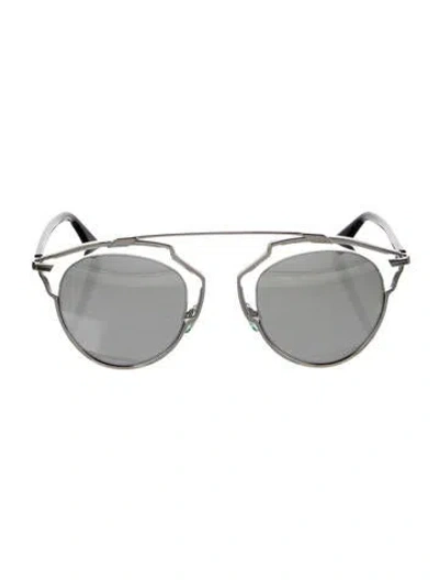 Pre-owned Dior Oversize Mirrored Sunglasses In Silver