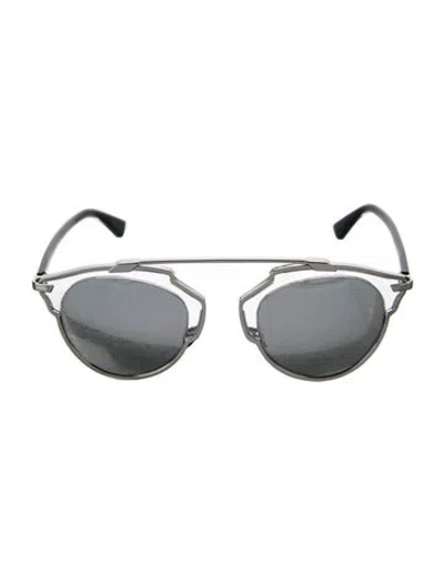Pre-owned Dior Oversize Tinted Sunglasses In Metallic/silver