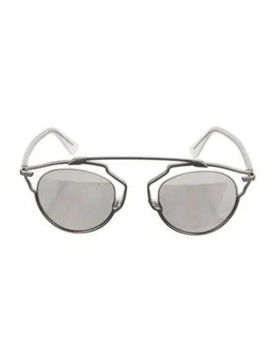 Pre-owned Dior Oversize Tinted Sunglasses In Silver