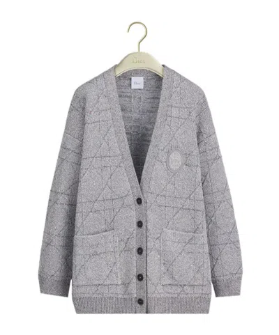 Dior Oversized Cannage Cardigan In Gray
