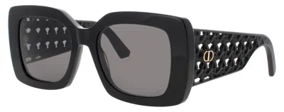Dior Oversized Square Sunglasses In 01a - Shiny Black / Smoke