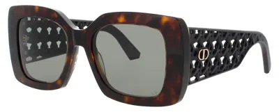 Dior Oversized Square Sunglasses In 52n - Dark Havana / Green Tint