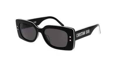 Pre-owned Dior Pacific S1u 10a0 Sunglasses Black White Grey Lens Italy 53mm In Gray
