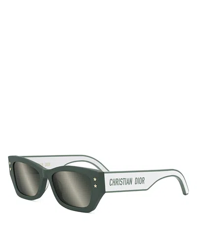 Dior Pacific S2u Geometric Sunglasses, 53mm In Green/white