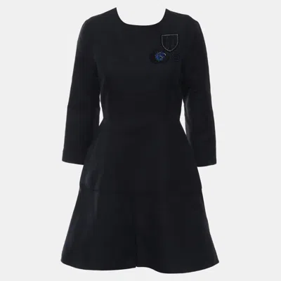 Pre-owned Dior Pacth Long Sleeve Dress In Blue