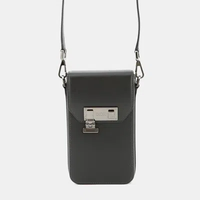 Pre-owned Dior Padlock Vertical Pouch Black Leather