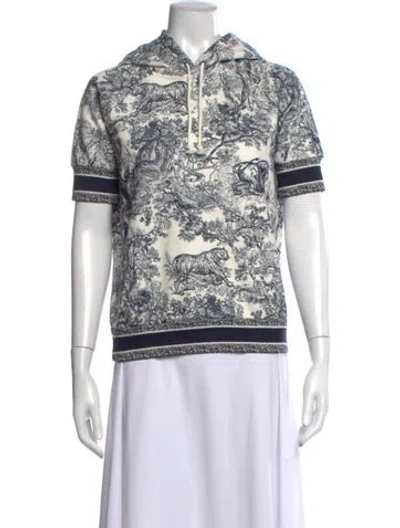 Pre-owned Dior Paisley Print Cowl Neck Sweatshirt In White