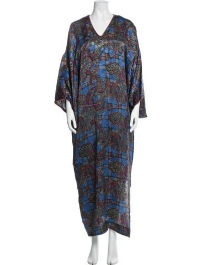 Pre-owned Dior Paisley Print Robe In Blue