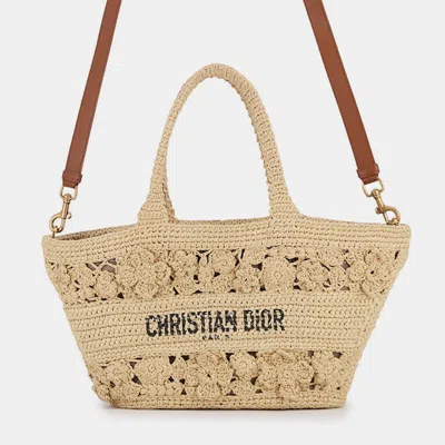 Pre-owned Dior Panier Hat Basket Bag Natural/brown Raffia