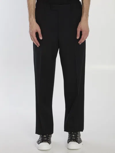 Dior Pantalone Ampio In Lana In Black