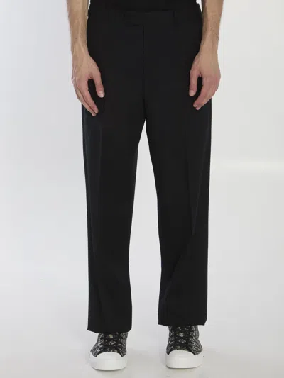 Dior Pantalone Ampio In Lana In Black