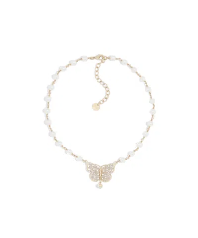 Dior Papillon Necklace In Matte Gold/white