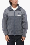 Dior Parley Checked Nylon Windbreaker Jacket With Hood In Gray