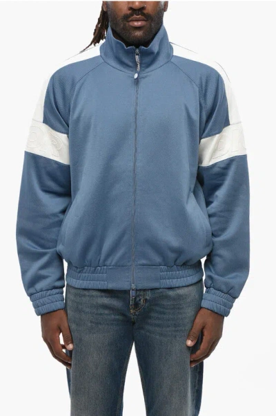 Dior Parley Cotton Blend Sweatshrirt With Contrasting Details In Blue