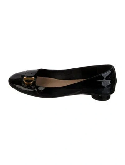Pre-owned Dior Patent Leather Ballet Flats In Black