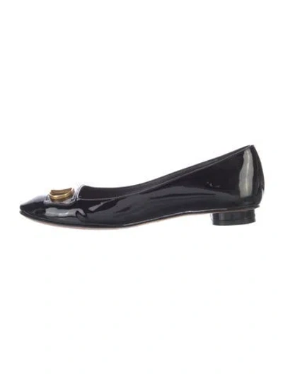 Pre-owned Dior Patent Leather Ballet Flats In Black
