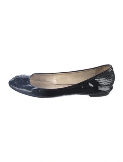 Pre-owned Dior Patent Leather Ballet Flats In Black