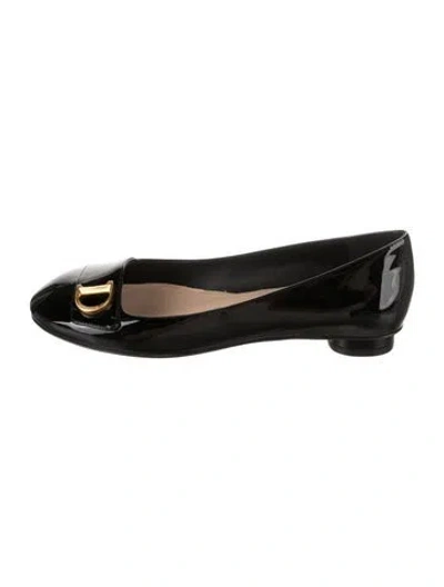 Pre-owned Dior Patent Leather Ballet Flats In Black