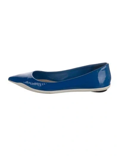 Pre-owned Dior Patent Leather Ballet Flats In Blue