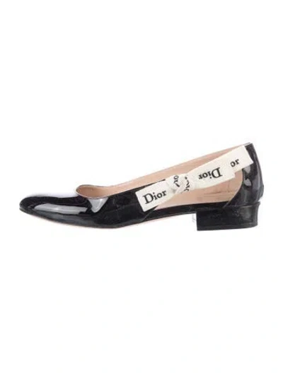 Pre-owned Dior Patent Leather Ballet Flats In Blue