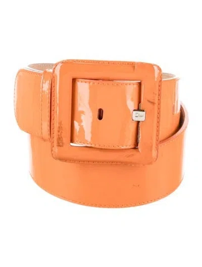 Pre-owned Dior Patent Leather Belt In Orange