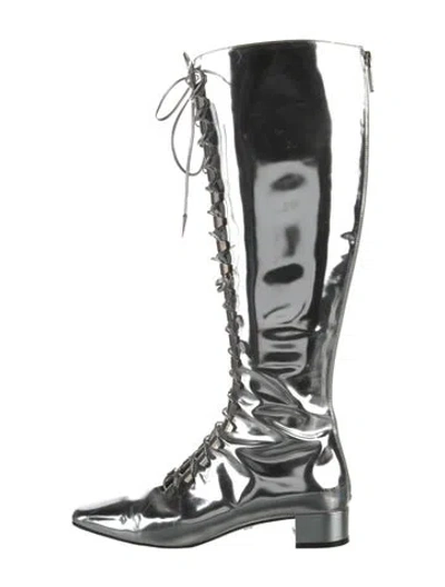 Pre-owned Dior Patent Leather Boots In Silver