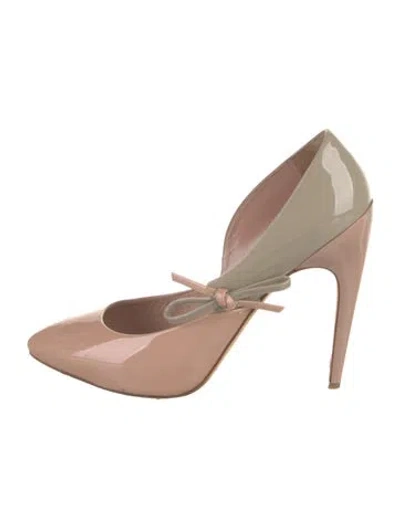 Pre-owned Dior Patent Leather Bow Accents D'orsay Pumps In Multi