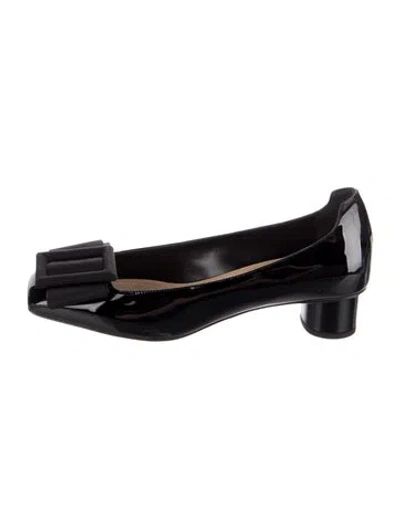Pre-owned Dior Patent Leather Bow Accents Pumps In Black