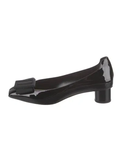 Pre-owned Dior Patent Leather Bow Accents Pumps In Black