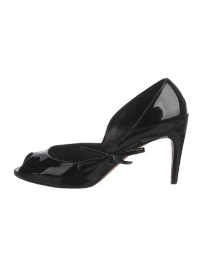 Pre-owned Dior Patent Leather Bow Accents Pumps In Black