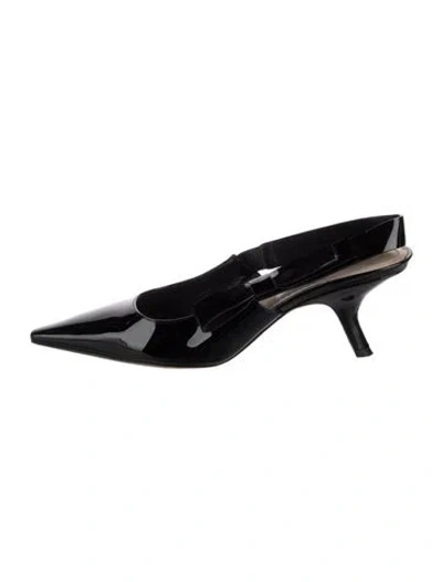 Pre-owned Dior Patent Leather Bow Accents Slingback Pumps In Black