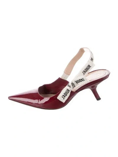 Pre-owned Dior Patent Leather Bow Accents Slingback Pumps In Red
