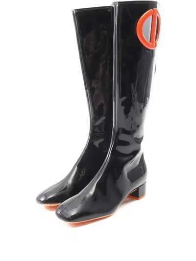 Pre-owned Dior Patent-leather Cd Boots In Black