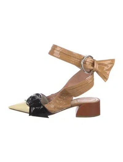 Pre-owned Dior Patent Leather Colorblock Pattern Slingback Pumps In Black