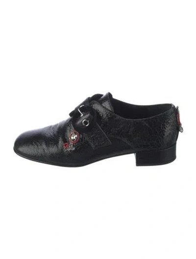 Pre-owned Dior Patent Leather Crystal Embellishments Oxfords In Black