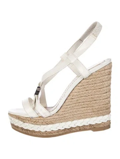 Pre-owned Dior Patent Leather Espadrilles In White