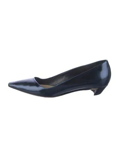 Pre-owned Dior Patent Leather Flats In Blue