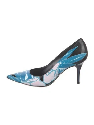 Pre-owned Dior Patent Leather Floral Print Slingback Pumps In Black