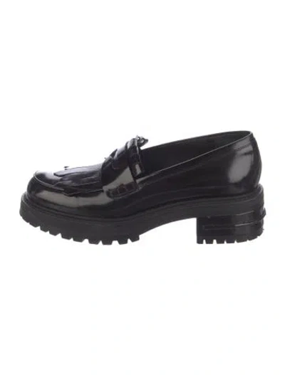 Pre-owned Dior Patent Leather Fringe Trim Accent Loafers In Black