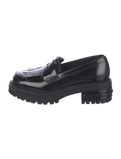 Pre-owned Dior Patent Leather Fringe Trim Accent Loafers In Black