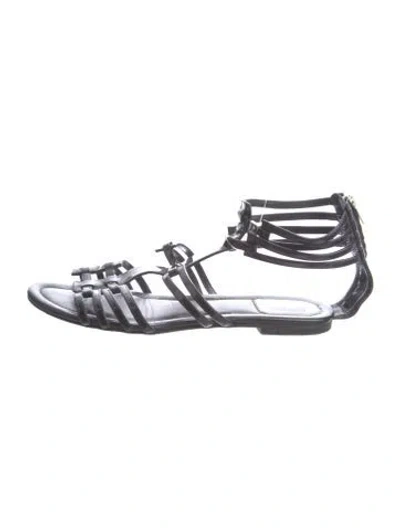 Pre-owned Dior Patent Leather Gladiator Sandals In Black