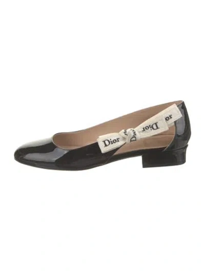 Pre-owned Dior Patent Leather Graphic Print Ballet Flats In Black