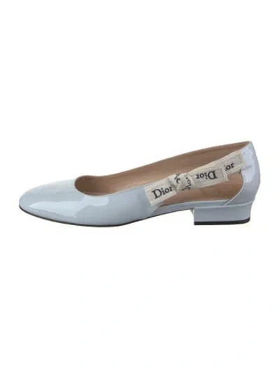 Pre-owned Dior Patent Leather Graphic Print Ballet Flats In Blue