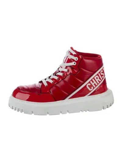 Pre-owned Dior Patent Leather Graphic Print Boots In Red