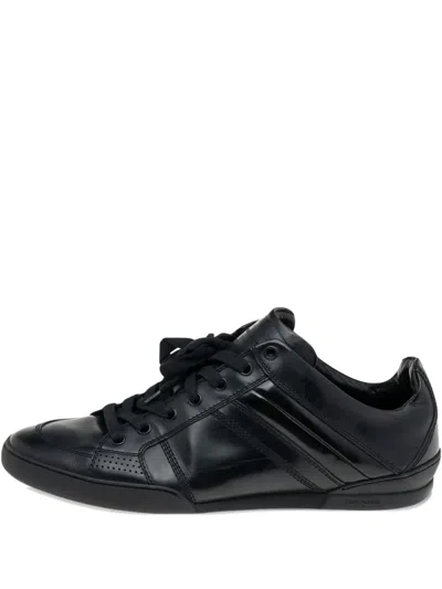 Pre-owned Dior Patent-leather Lace-up Sneakers In Black