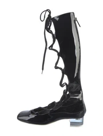 Pre-owned Dior Patent Leather Lace-up Boots In Black