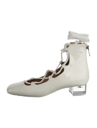 Pre-owned Dior Patent Leather Lace-up Boots In White