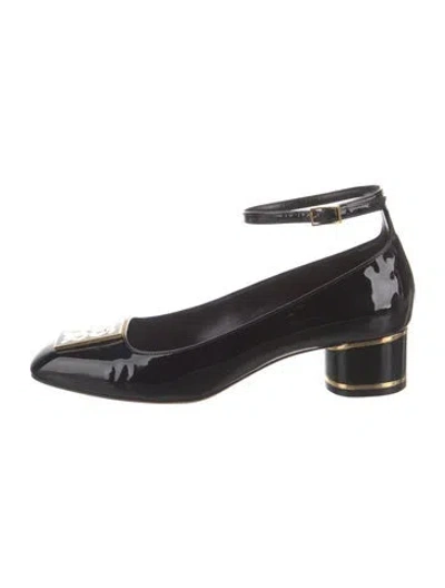 Pre-owned Dior Patent Leather Leather Trim Embellishment Pumps In Black