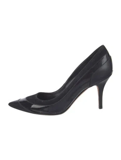 Pre-owned Dior Patent Leather Leather Trim Embellishment Pumps In Blue